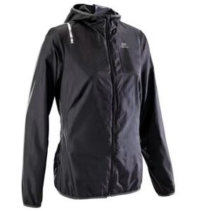 Decathlon Gray Lightweight Hooded Running Jacket Windbreaker Size Small Like New